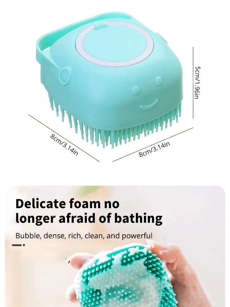 Escova de banho de silicone macio para pet, massageador para gel de banho, pente para pet, utensílios de higiene